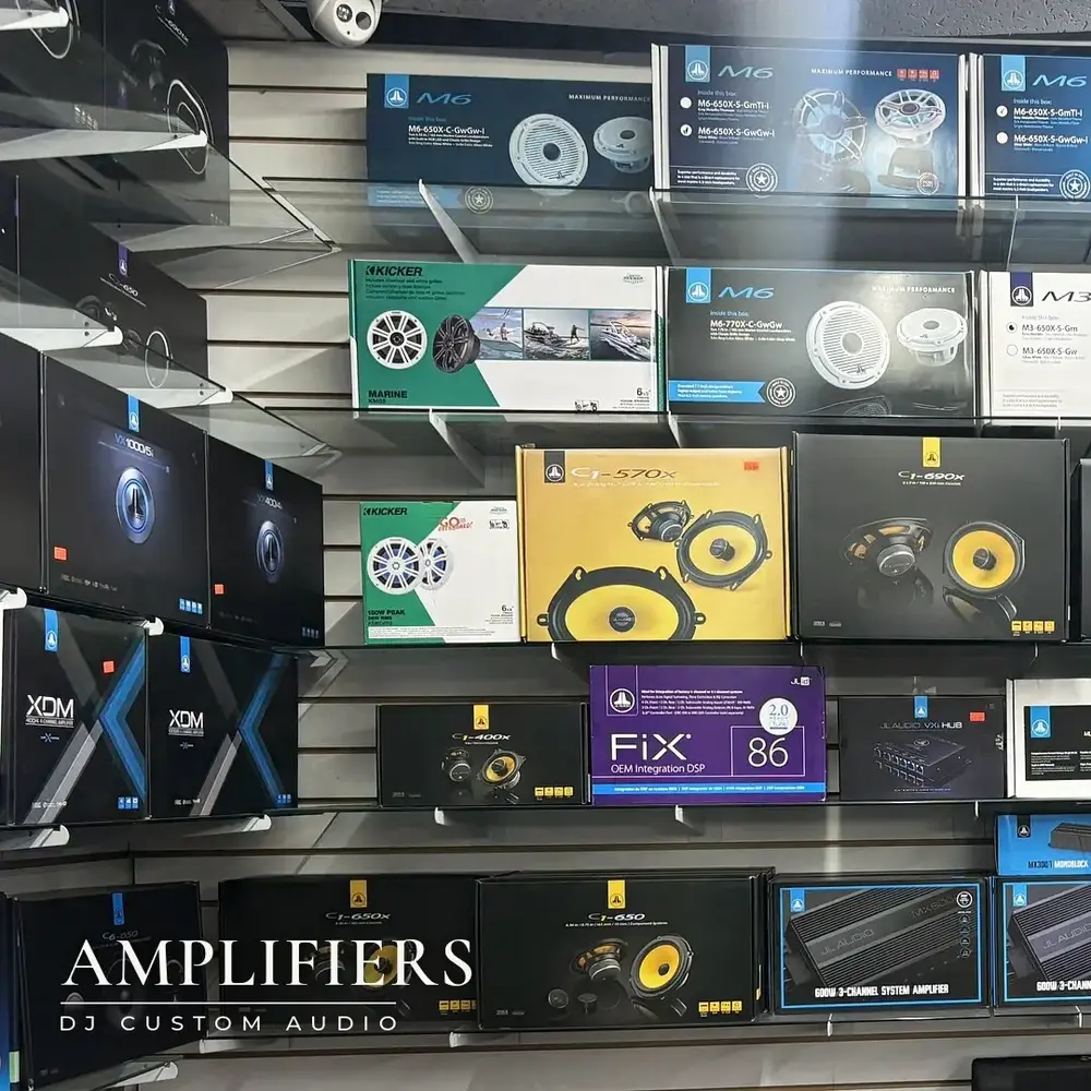 Amplifier shelf at DJ Custom Audio