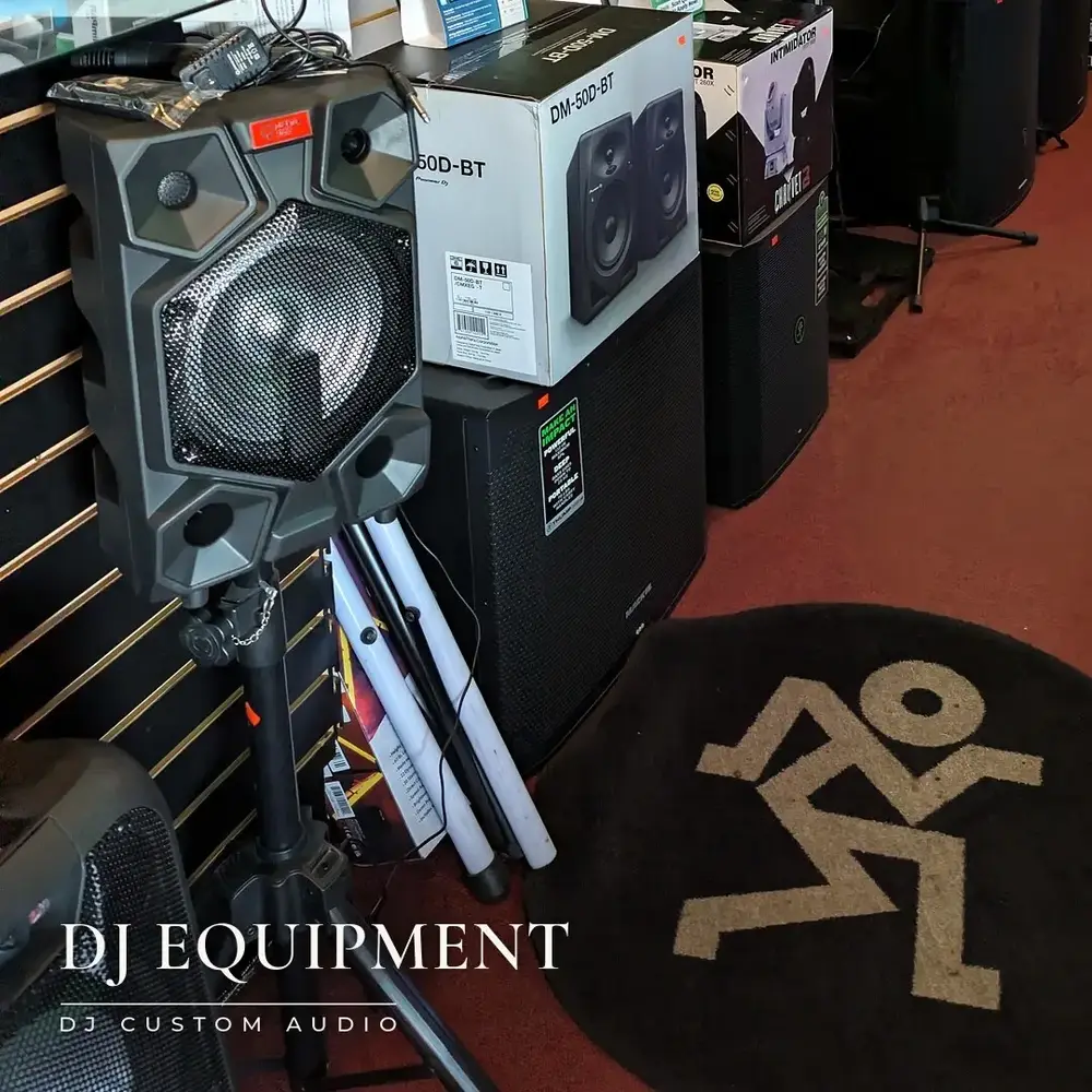 Powered PA speakers at DJ Custom Audio