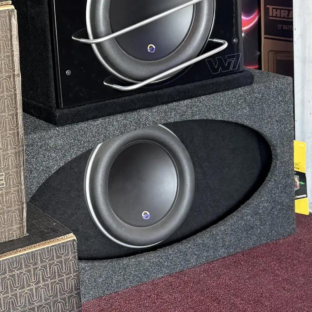 Large subwoofers displayed at DJ Custom Audio