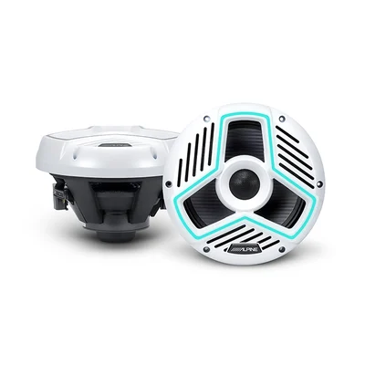 Alpine MRN-S88-LW 8.8-inch Marine Coaxial Speakers with RGB Lighting (White)