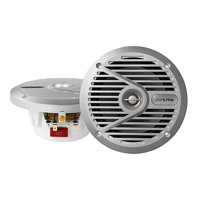 Bocinas coaxiales marinas Alpine SPS-M601 de 6.5 pulgadas (plateadas)