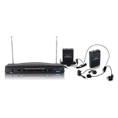 Sistema de micrófonos inalámbricos VHF dobles de diadema Technical Pro WM241