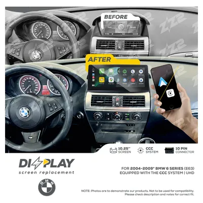 ZZ-2 DZZ-CCC-6S-E63-10-UHD 10.25-inch DIZZPLAY Screen for 2004–2009 BMW 6 Series (E63) CCC