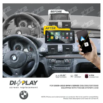 Pantalla ZZ-2 DIZZPLAY DZZ-CIC-1S-E8X-10-UHD de 10.25 pulgadas para BMW 1 Series (E81/E82/E87/E88) 2009–2013 (CIC)