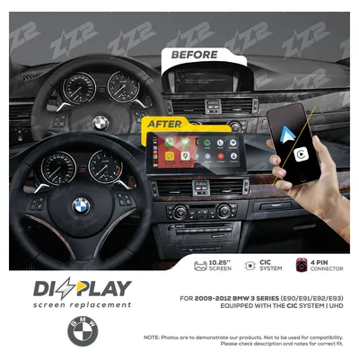 Pantalla ZZ-2 DIZZPLAY DZZ-CIC-3S-E9X-10-LHD de 10.25 pulgadas para BMW 3 Series (E90/E91/E92/E93) 2009–2012 (CIC)