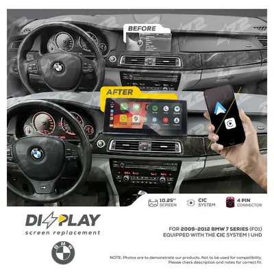 Pantalla ZZ-2 DIZZPLAY DZZ-CIC-7S-F01-10-UHD de 10.25 pulgadas para BMW 7 Series (F01) 2009–2012 (CIC)