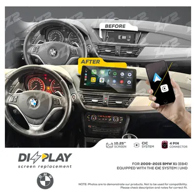 Pantalla ZZ-2 DIZZPLAY DZZ-CIC-X1-E84-10-UHD de 10.25 pulgadas para BMW X1 (E84) 2009–2015 (CIC)