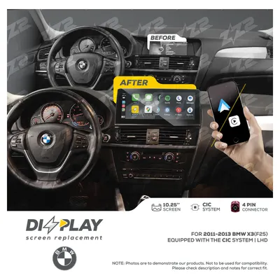 Pantalla ZZ-2 DIZZPLAY DZZ-CIC-X3-F25-10-LHD de 10.25 pulgadas para BMW X3 (F25) 2011–2013 (CIC)