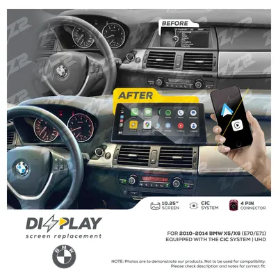 Pantalla ZZ-2 DIZZPLAY DZZ-CIC-X5-X6-E70-E71-10-LHD de 10.25 pulgadas para BMW X5/X6 (E70/E71) 2010–2014 (CIC)