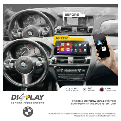 Pantalla ZZ-2 DIZZPLAY DZZ-EVO-X3-X4-F25-F26-10-UHD de 10.25 pulgadas para BMW X3/X4 (F25/F26) 2016–2017 (EVO)