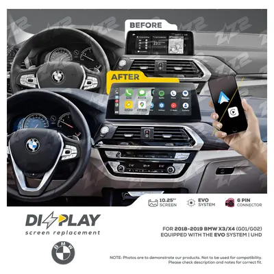 Pantalla ZZ-2 DIZZPLAY DZZ-EVO-X3-X4-G01-G02-10-UHD de 10.25 pulgadas para BMW X3/X4 (G01/G02) 2018–2019 (EVO)