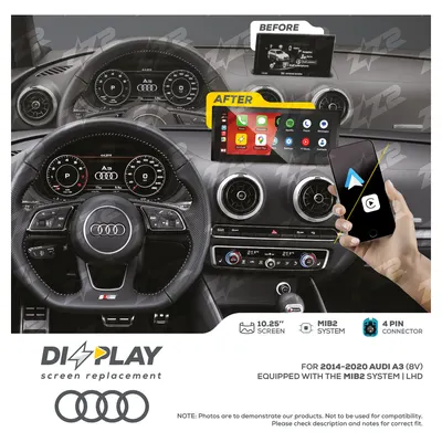 ZZ-2 DZZ-MIB2-A3-8V-10-LHD 10.25-inch DIZZPLAY Screen for 2014–2020 Audi A3 (8V) MIB2