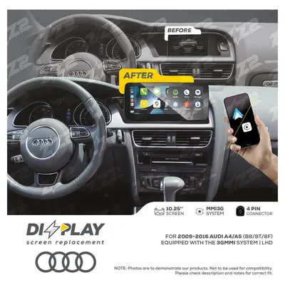 ZZ-2 DZZ-MMI3G-A4-A5-B8-10-LHD 10.25-inch DIZZPLAY Screen for 2009–2016 Audi A4/S4/A5/S5 (B8/8T/8F) 3G MMI