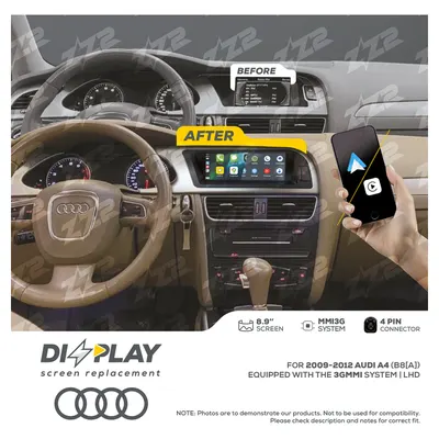ZZ-2 DZZ-MMI3G-A4-B8A-8-LHD 8.9-inch DIZZPLAY Screen for 2009–2012 Audi A4/S4 (B8 early) 3G MMI