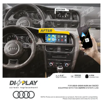 Pantalla ZZ-2 DIZZPLAY DZZ-MMI3G-A4-B8B-8-LHD de 8.9 pulgadas para Audi A4/S4 (B8, últimos años) 2013–2016 (3G MMI)