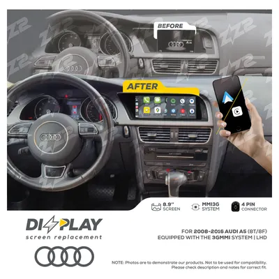 ZZ-2 DZZ-MMI3G-A5-8T-8-LHD 8.9-inch DIZZPLAY Screen for 2008–2016 Audi A5/S5 (8T/8F) 3G MMI
