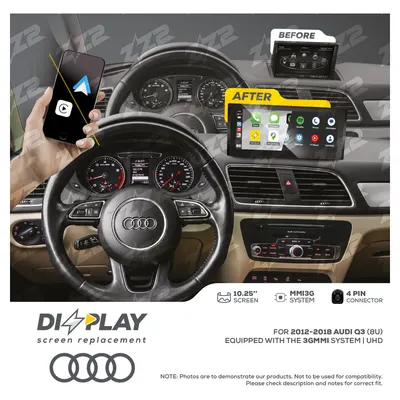 ZZ-2 DZZ-MMI3G-Q3-8U-10-UHD 10.25-inch DIZZPLAY Screen for 2012–2018 Audi Q3 (8U) 3G MMI