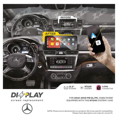 ZZ-2 DZZ-NTG45-GL-ML-XW166-12-UHD 12.3-inch DIZZPLAY Screen for 2012–2016 Mercedes-Benz GL/ML (X166/W166) NTG4.5