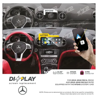 ZZ-2 DZZ-NTG45-SL-R231-10-UHD 10.25-inch DIZZPLAY Screen for 2012–2016 Mercedes-Benz SL and SLK NTG4.5