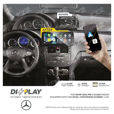 ZZ-2 DZZ-NTG4MS-C-W204-10-LHD 10.25-inch DIZZPLAY Screen for 2008–2011 Mercedes-Benz C-Class (W204) NTG4 with motorized screen