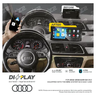 ZZ-2 DZZ-RMC-Q3-8U-10-UHD 10.25-inch DIZZPLAY Screen for 2012–2018 Audi Q3 (8U) RMC without navigation