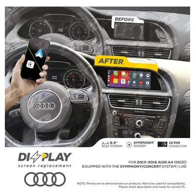 ZZ-2 DZZ-SYM-A4-B8B-8-LHD 8.9-inch DIZZPLAY Screen for 2013–2016 Audi A4/S4 (B8 late) Symphony/Concert