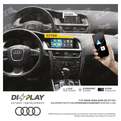 ZZ-2 DZZ-SYM-A5-8T-8-LHD 8.9-inch DIZZPLAY Screen for 2008–2016 Audi A5/S5 (8T/8F) Symphony/Concert