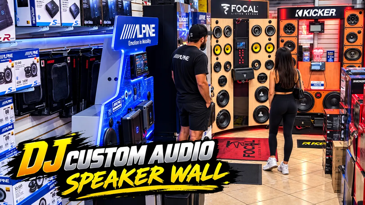 Focal, Kicker and Alpine speaker wall